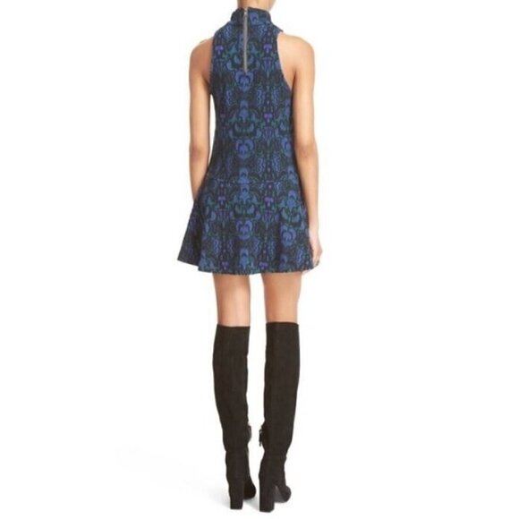Free People Womens XS Amelia Dress Sleeveless Turtleneck Blue Combo Boho Stretch - Picture 5 of 9